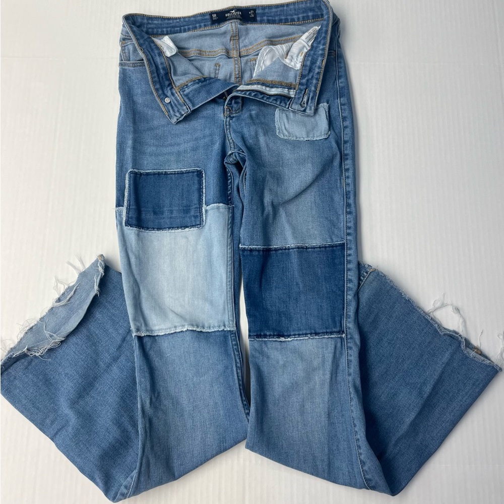 Hollister High-Rise Flare Patched Jeans